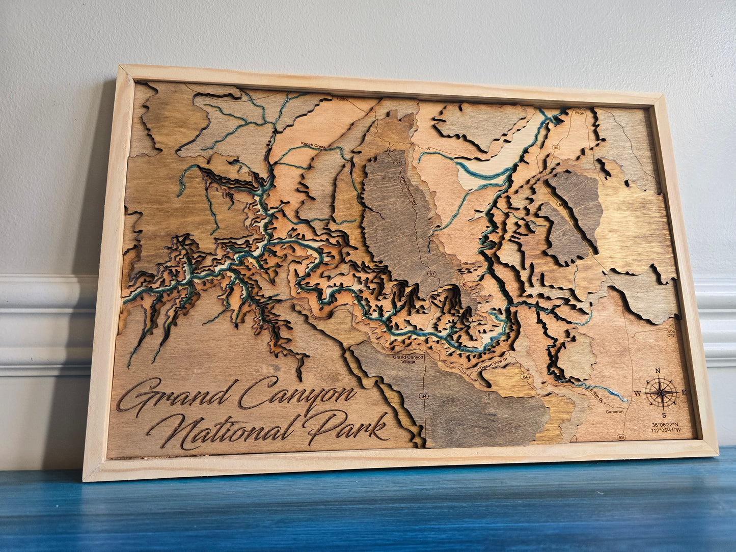Grand Canyon National Park Wood Topographic Map