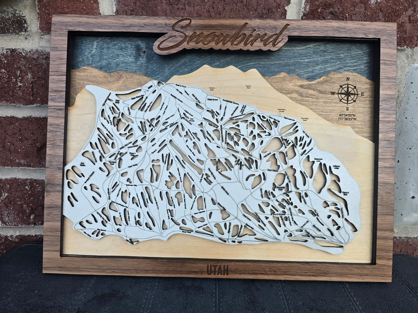 Snowbird Ski Resort Layered Wood Map | Utah Ski Resort | Topographic Map