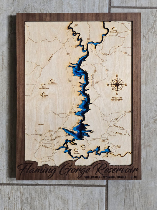 Flaming Gorge Layered Lake Map