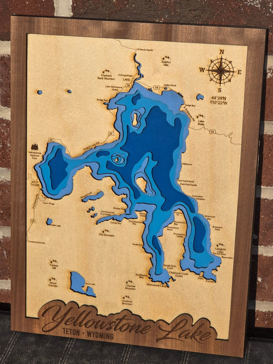 Yellowstone Lake Layered Lake Map