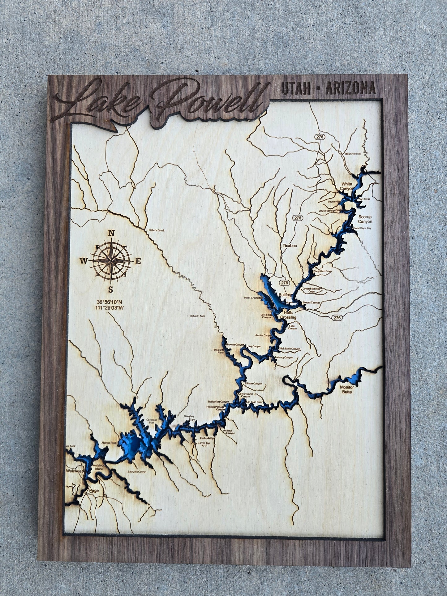 Lake Powell Layered Lake Map