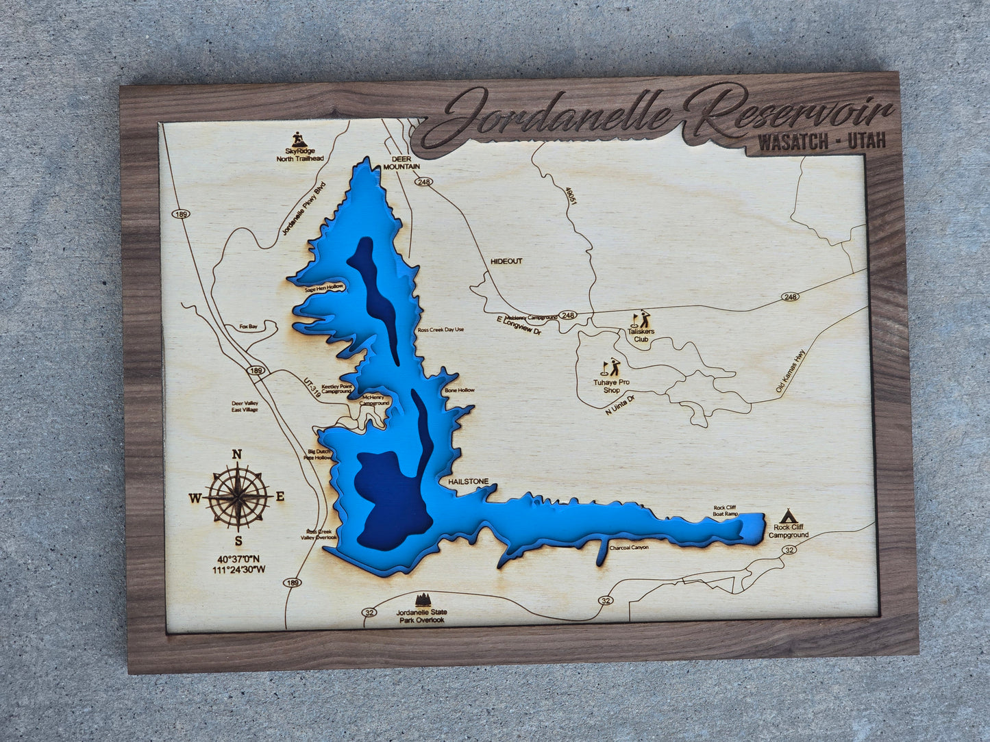 Jordanelle Reservoir Layered Lake Map