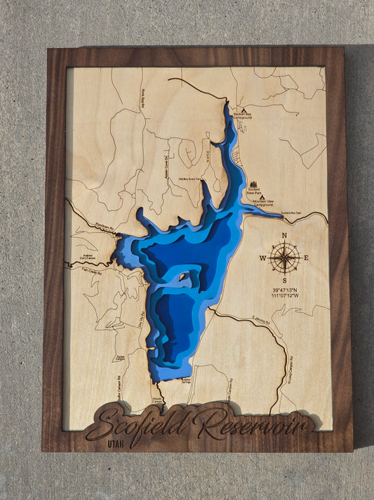 Scofield Reservoir Layered Lake Map