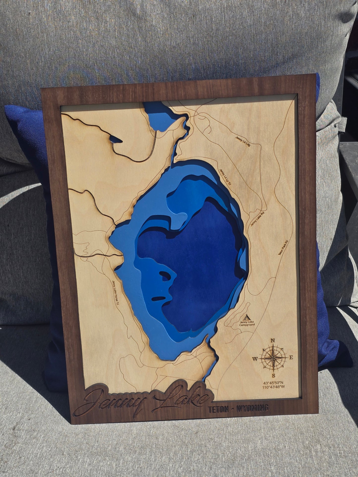 Jenny Lake Wood Layered Lake Map