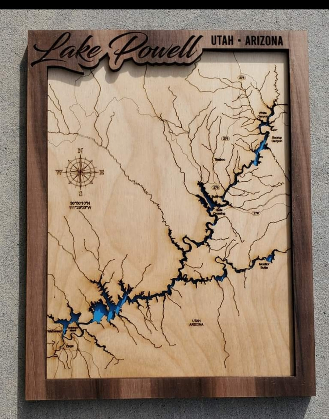 Lake Powell Layered Lake Map