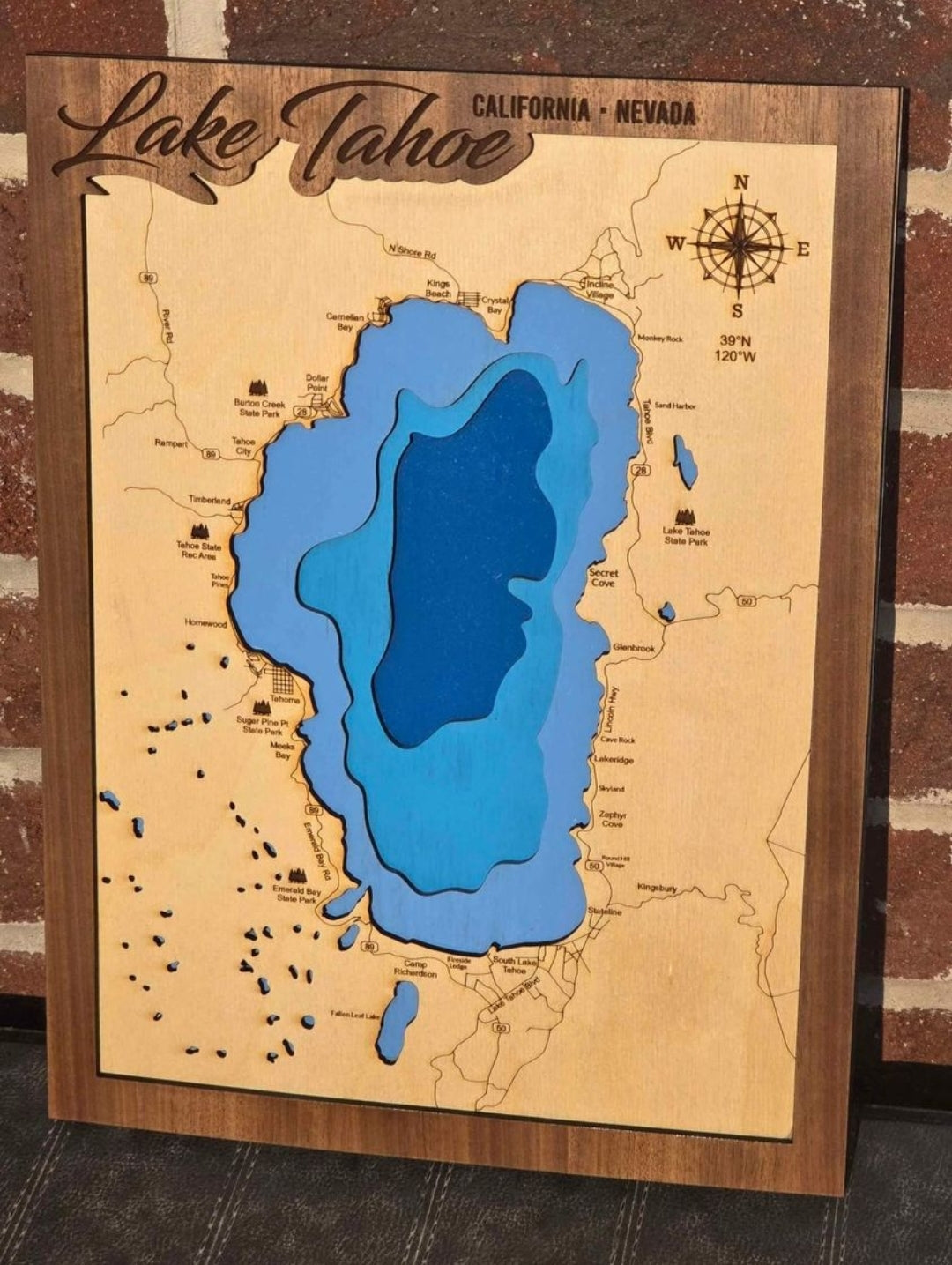 Lake Tahoe Layered Lake Map