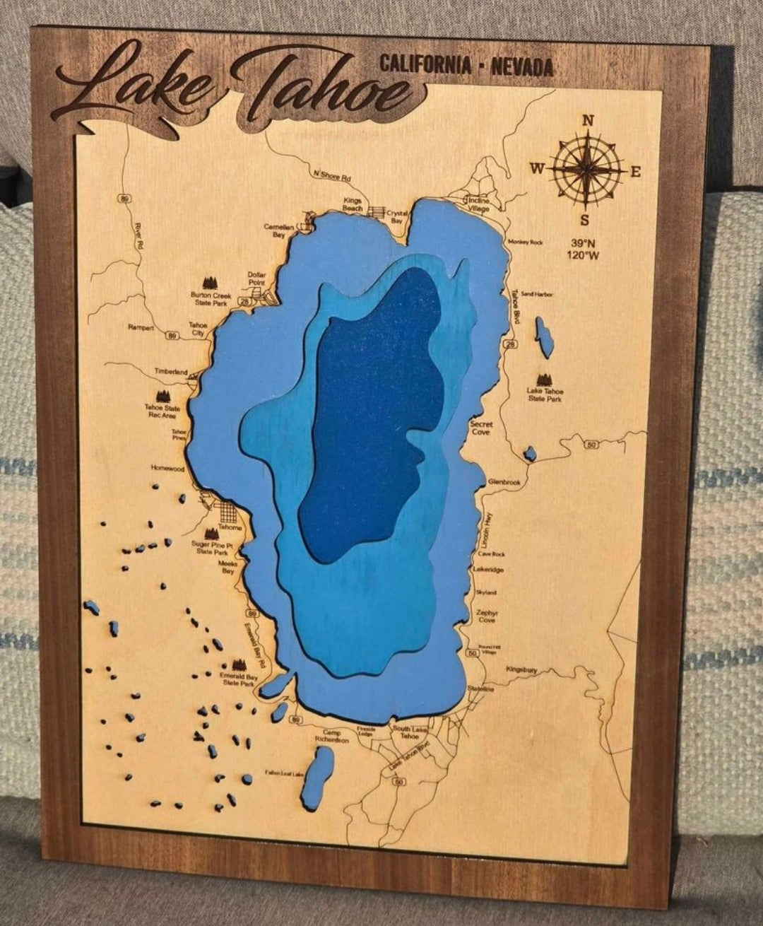 Lake Tahoe Layered Lake Map