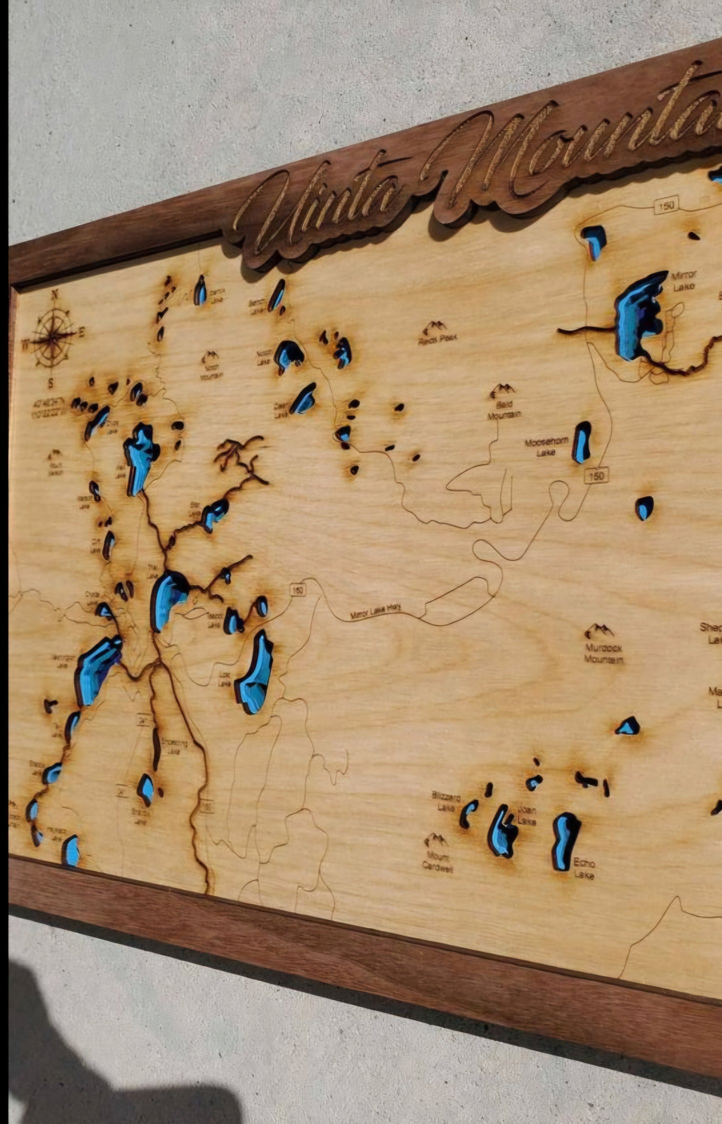 Uinta Mountains (Mirror Lake Hwy) Layered Lakes Map