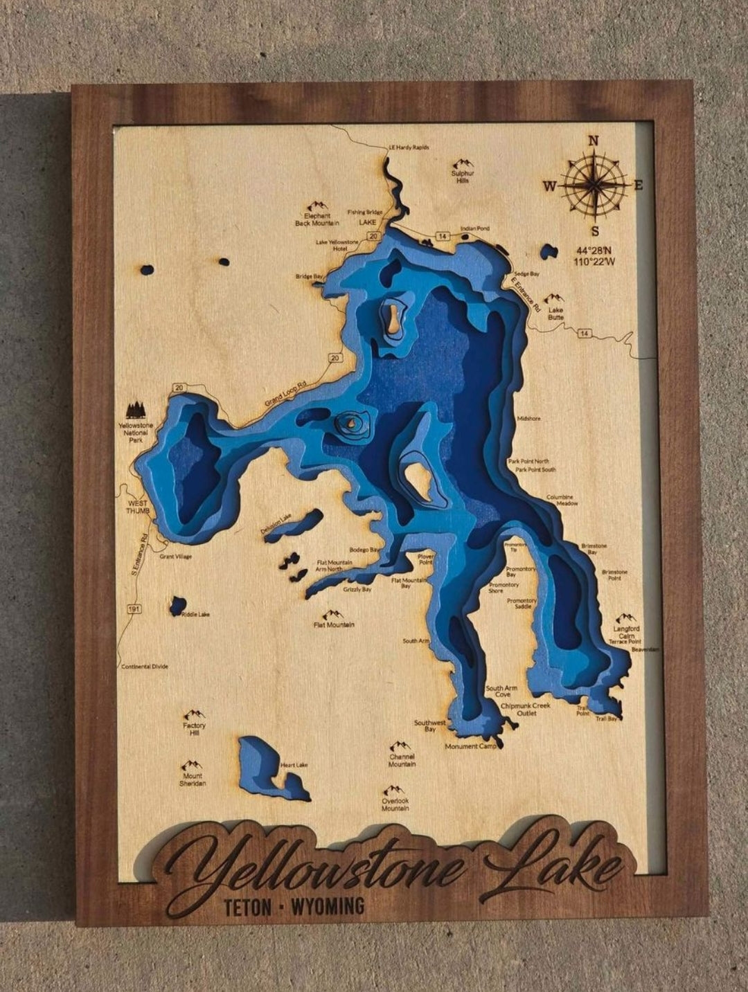 Yellowstone Lake Layered Lake Map