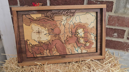 Capitol Reef National Park Layered Wood Map