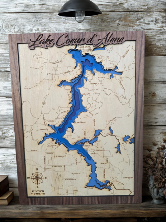 Lake Coeur d'Alene Layered Lake Map