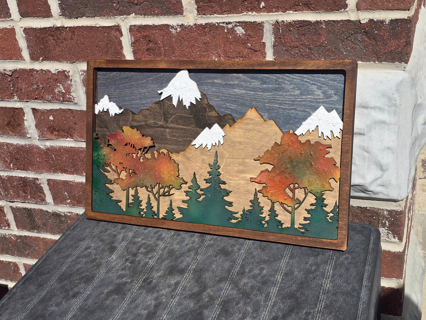 Fall Mountain Layered Wood Decor