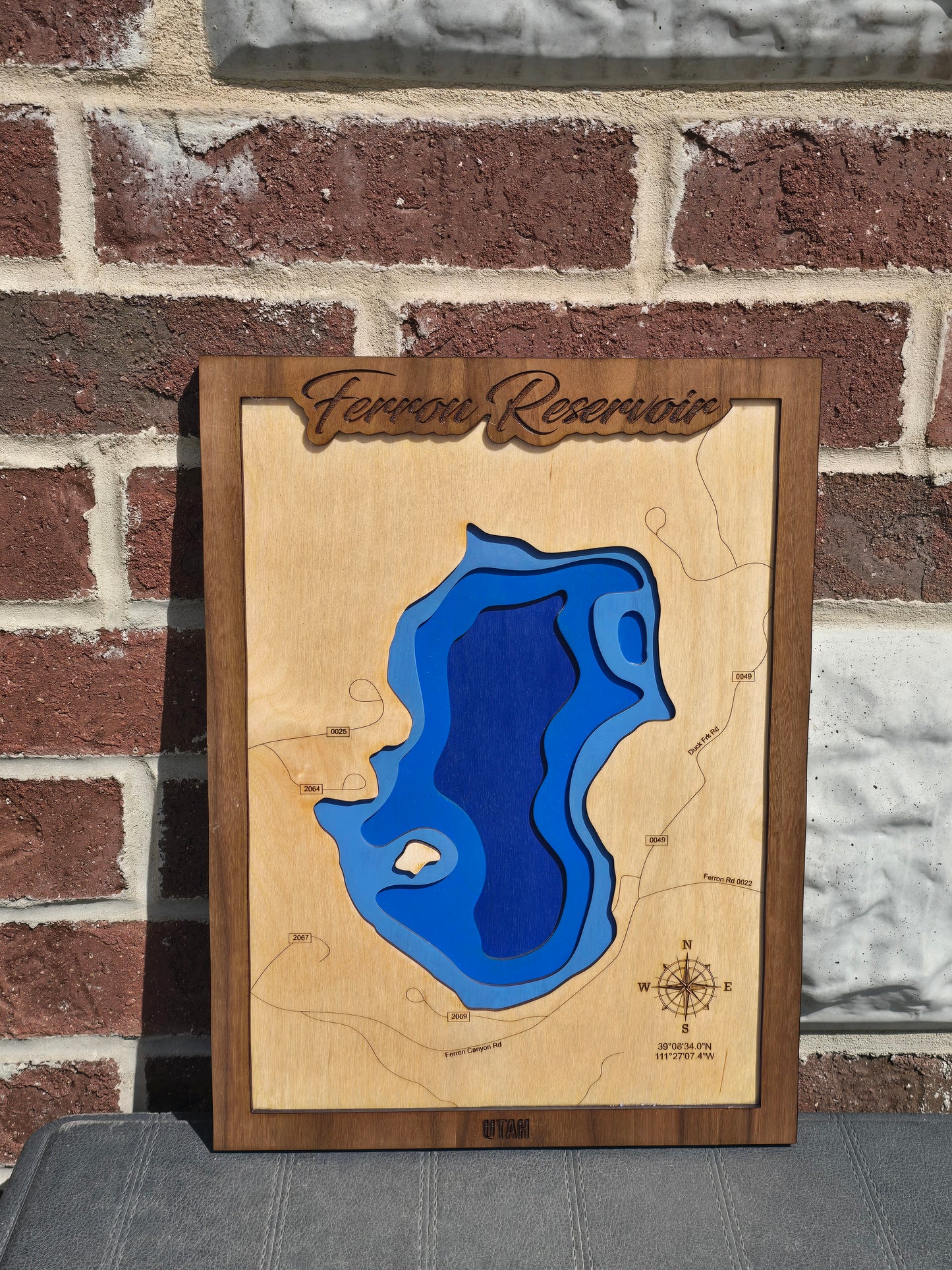 Ferron Reservoir Layered Lake Map | Ferron Reservoir Wood Lake Map | Ferron Reservoir Gifts