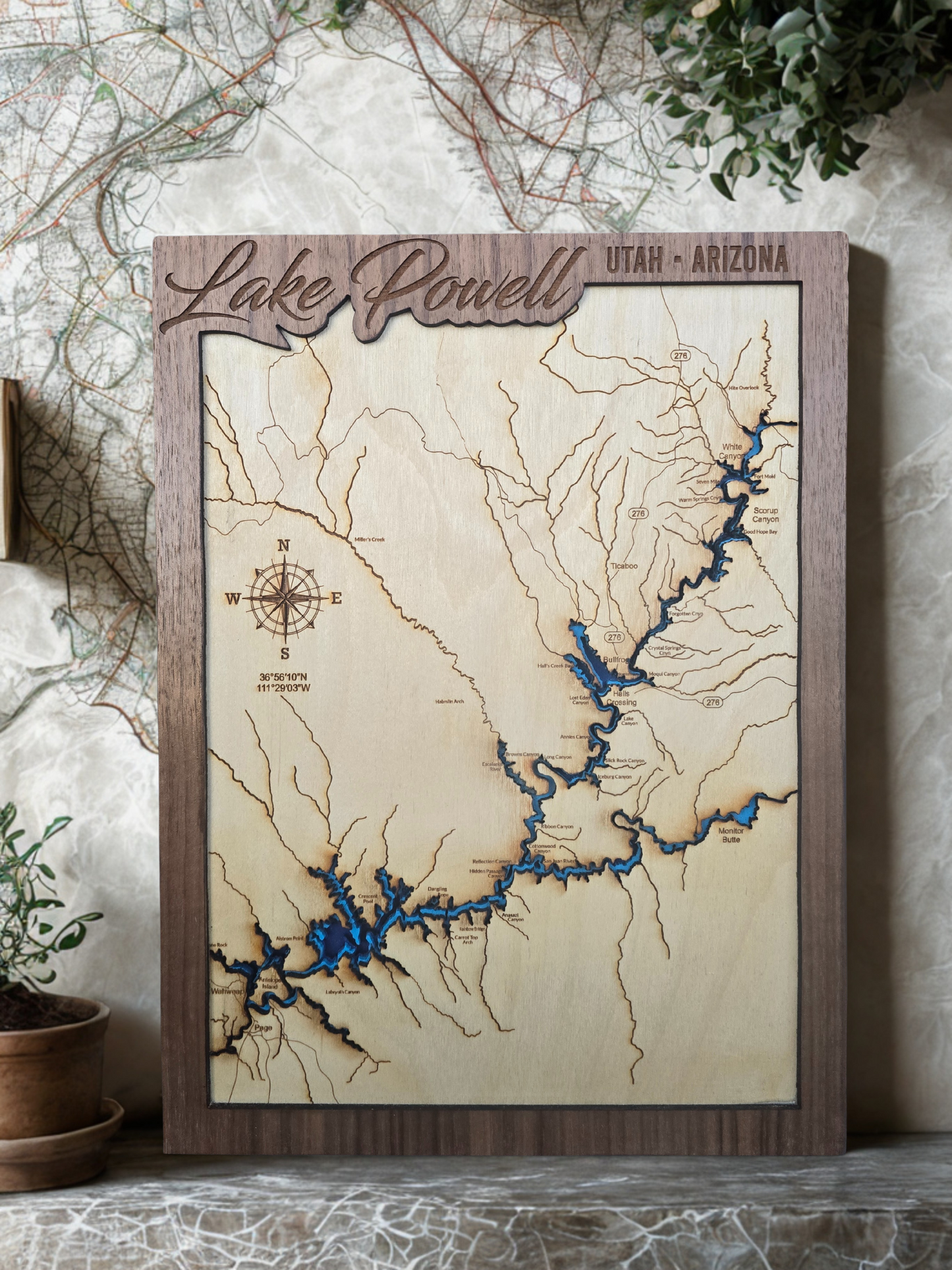 Lake Powell Layered Lake Map