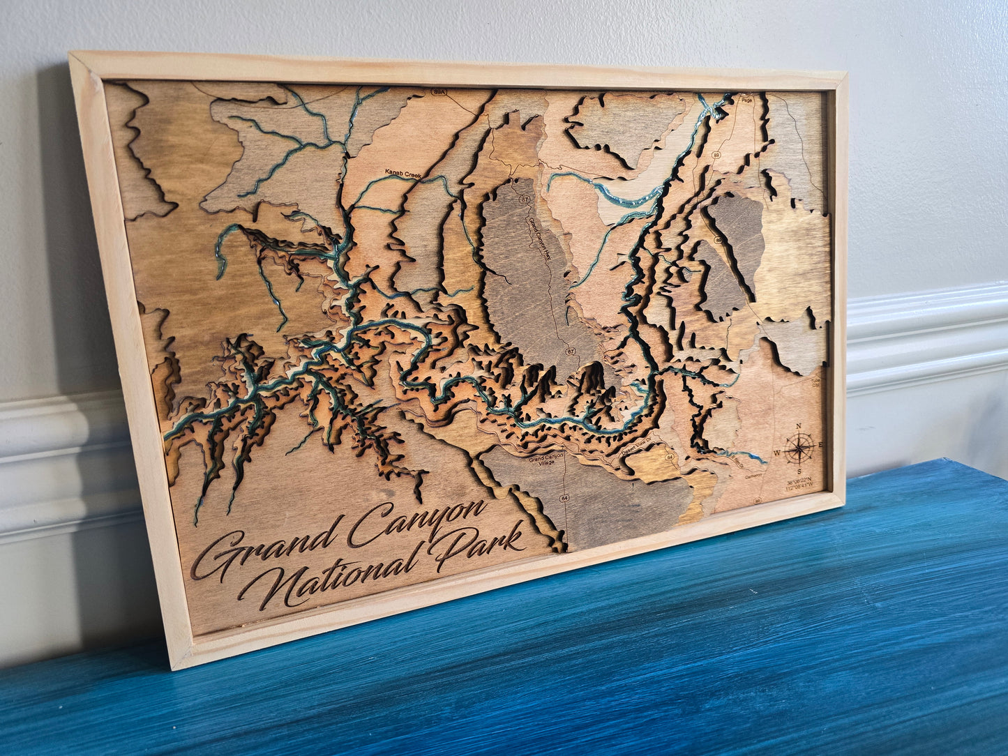 Grand Canyon National Park Wood Topographic Map
