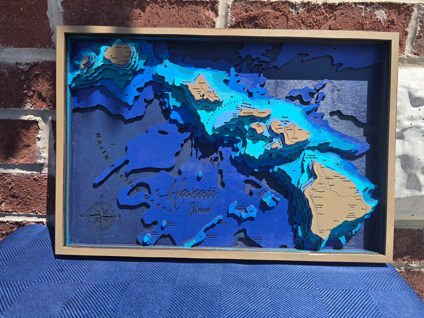 Hawaii Layered Wood Map
