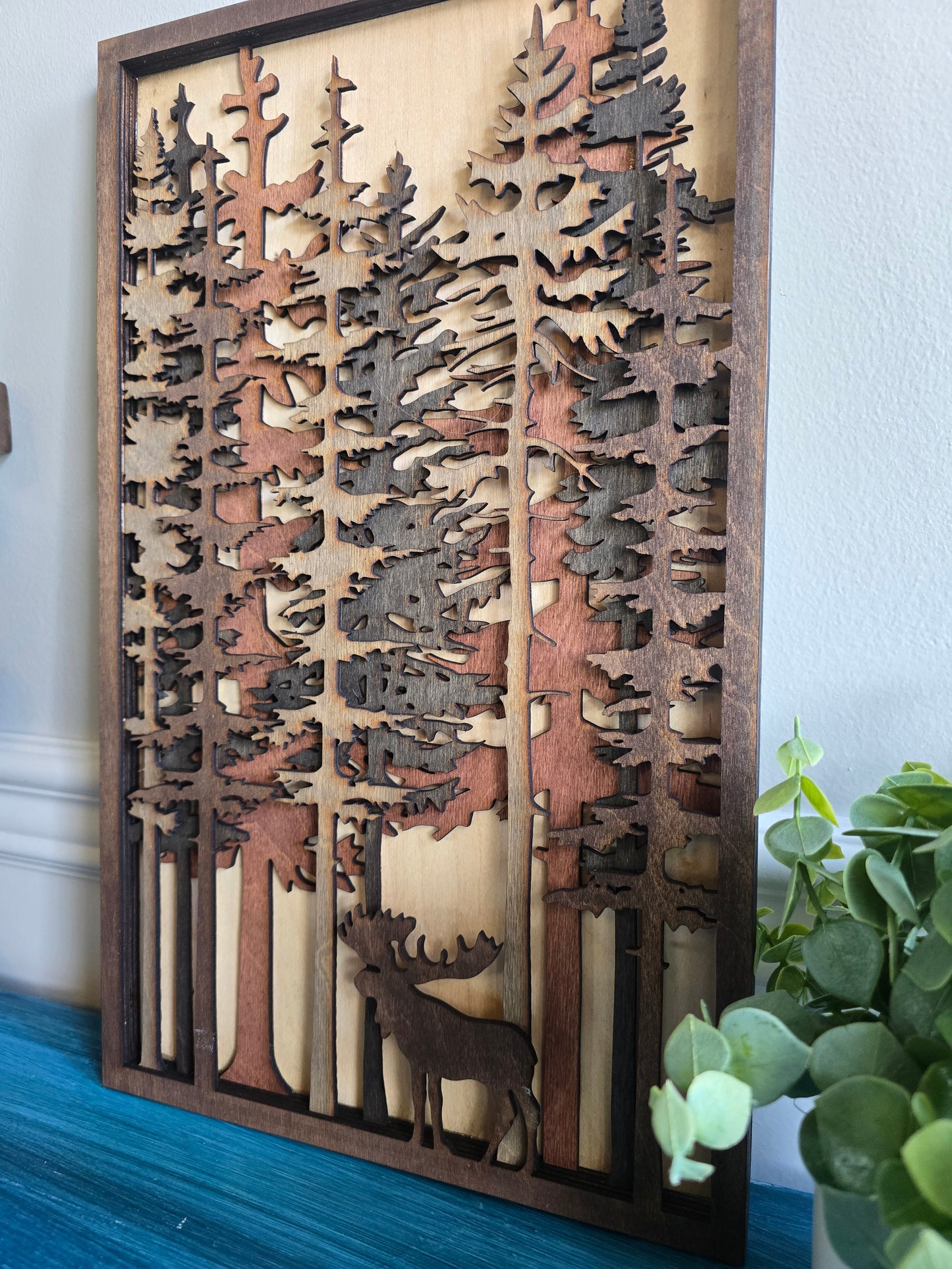 Moose Forest Layered Wood Decor