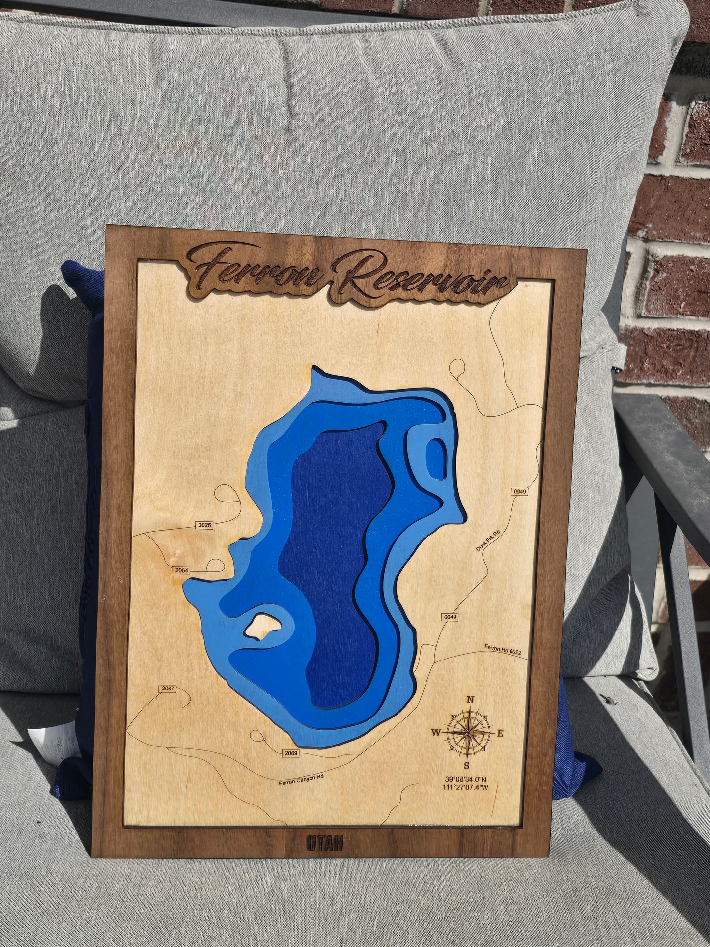 Ferron Reservoir Layered Lake Map | Ferron Reservoir Wood Lake Map | Ferron Reservoir Gifts