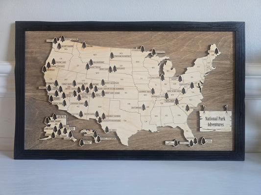 National Park Map with Pre-stick Trees