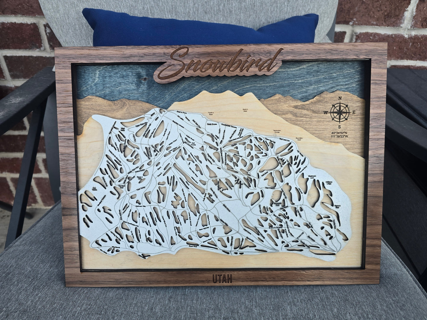 Snowbird Ski Resort Layered Wood Map | Utah Ski Resort | Topographic Map
