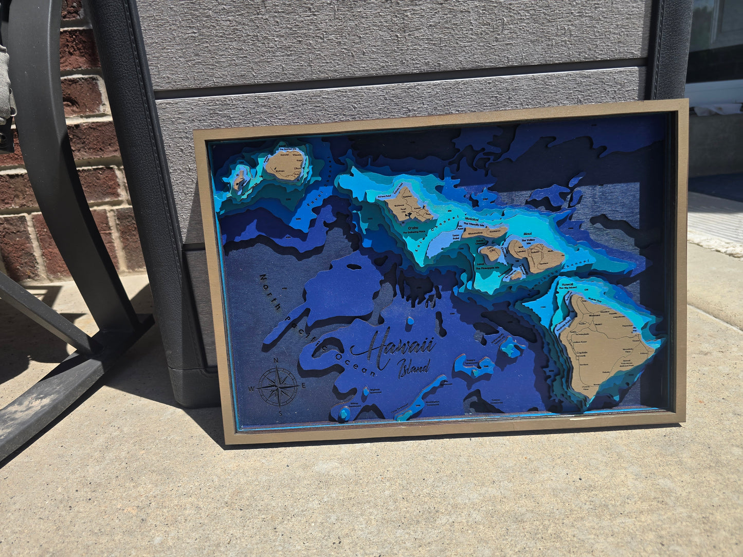 Hawaii Layered Wood Map