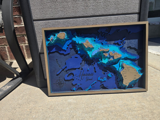 Hawaii Layered Wood Map