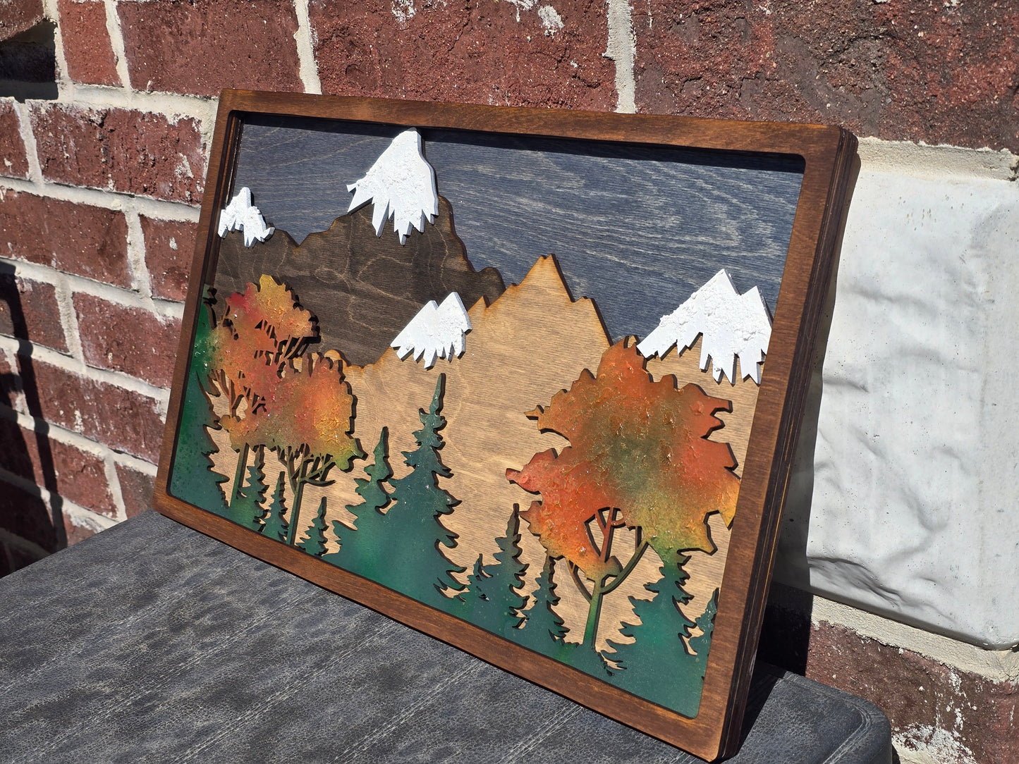 Fall Mountain Layered Wood Decor