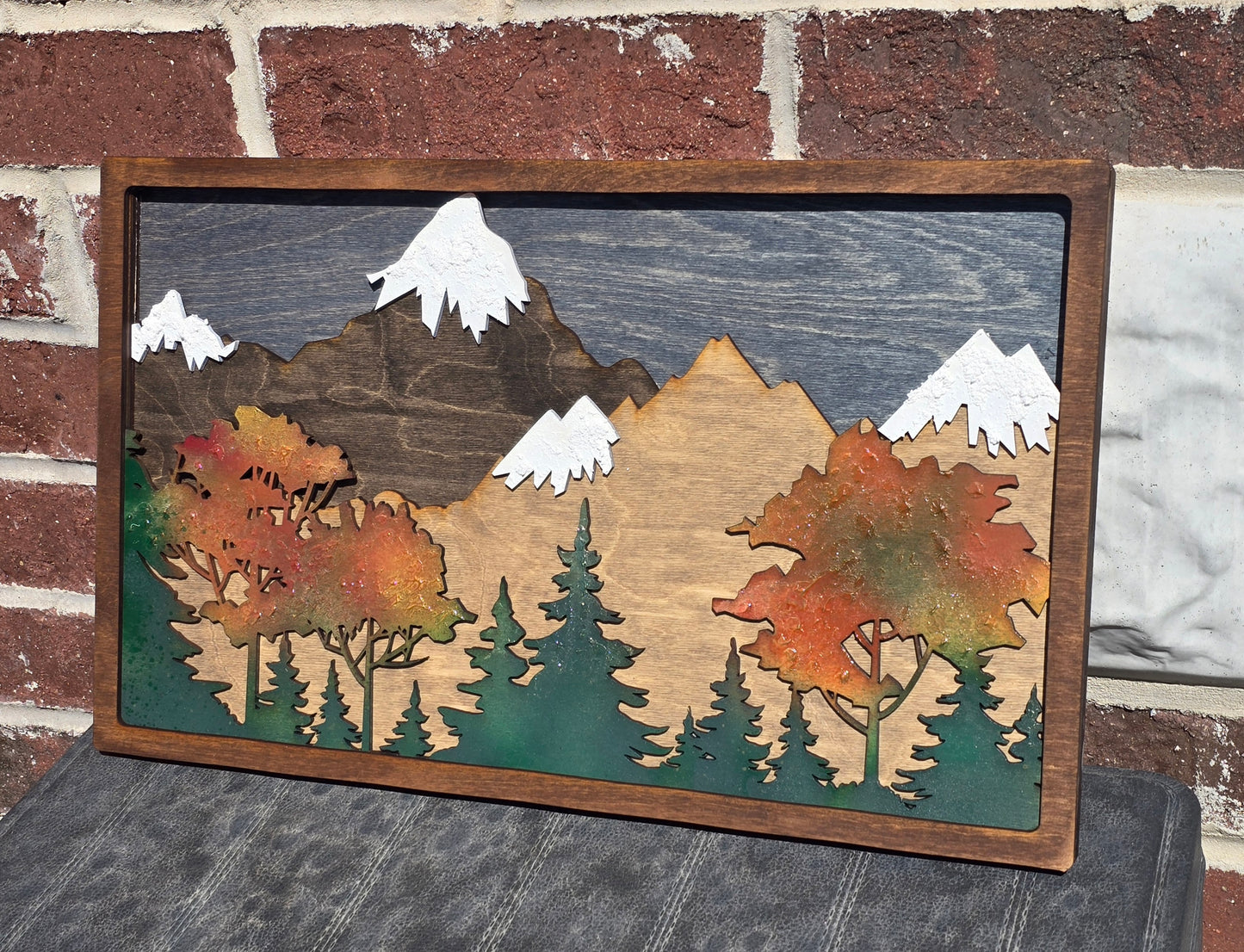 Fall Mountain Layered Wood Decor
