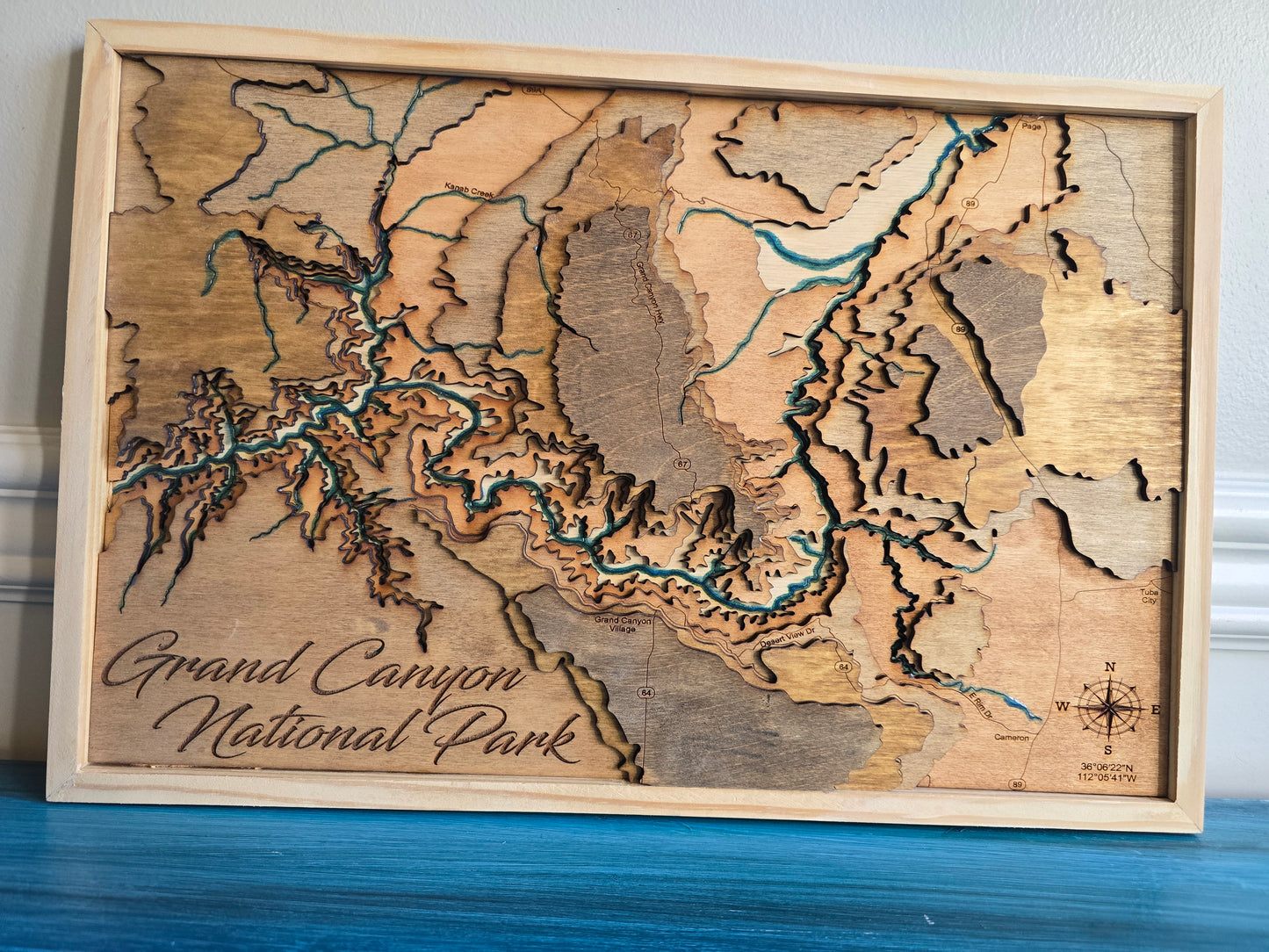 Grand Canyon National Park Wood Topographic Map