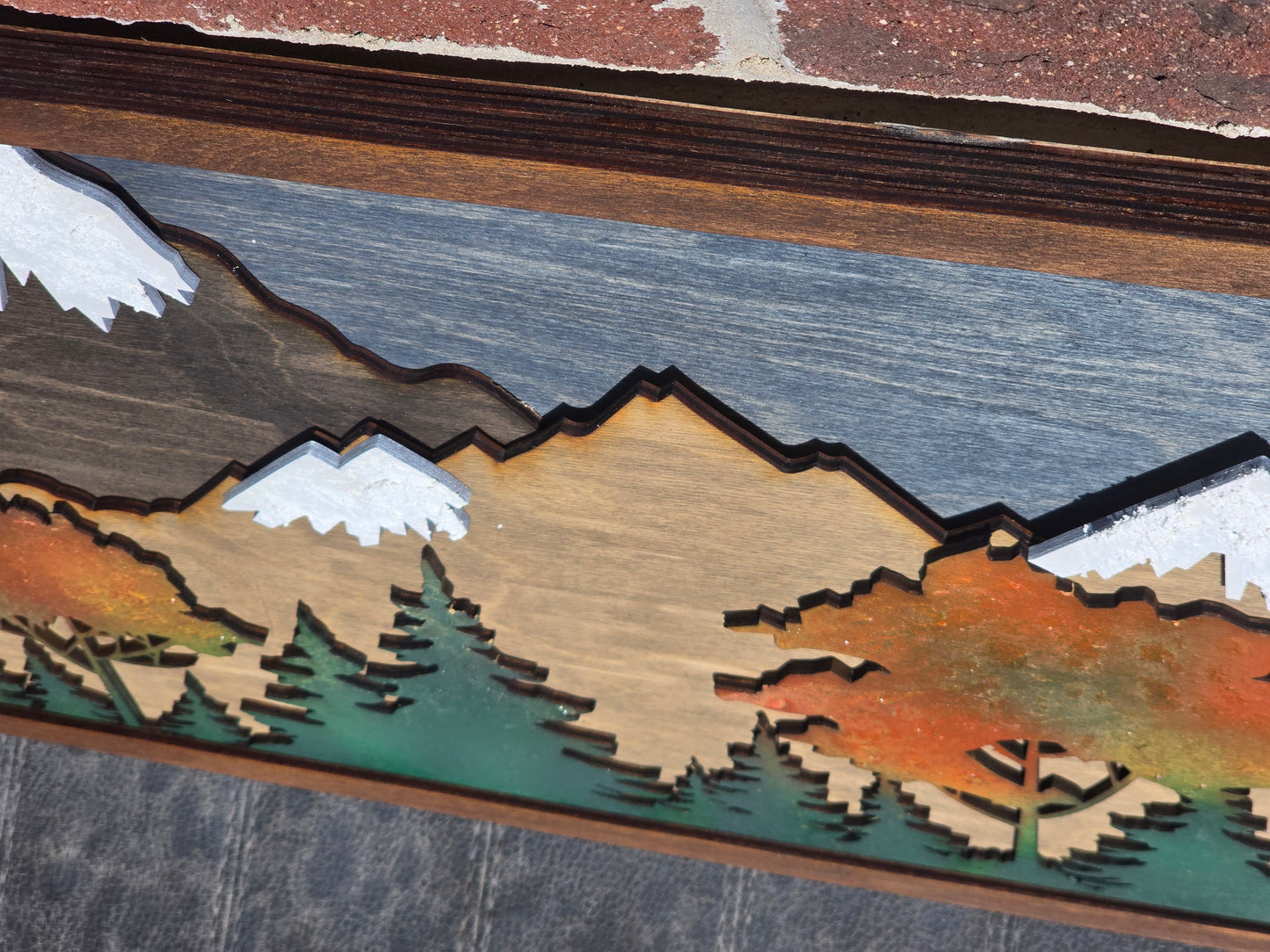 Fall Mountain Layered Wood Decor
